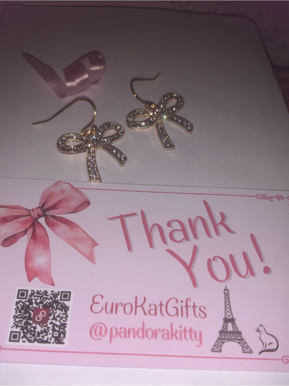 Gold Crystal Bow Earrings - Elegant Handmade NEW NWT